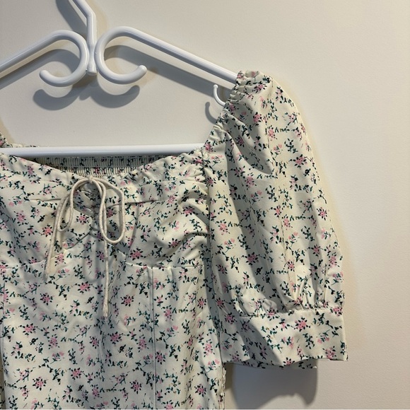 Pellucid | Pixie floral bustier top women xsmall chiffon puff sleeves sweetheart - Picture 2 of 7